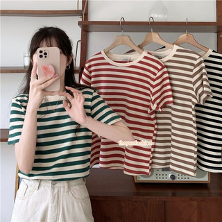 Áo Thun nữ kẻ ngang cộc tay cao cấp, Áo kẻ cổ tròn phong cách Hàn Quốc hàng Quảng châu 𝟮𝟵.𝘾𝙡𝙤𝙨𝙚𝙩