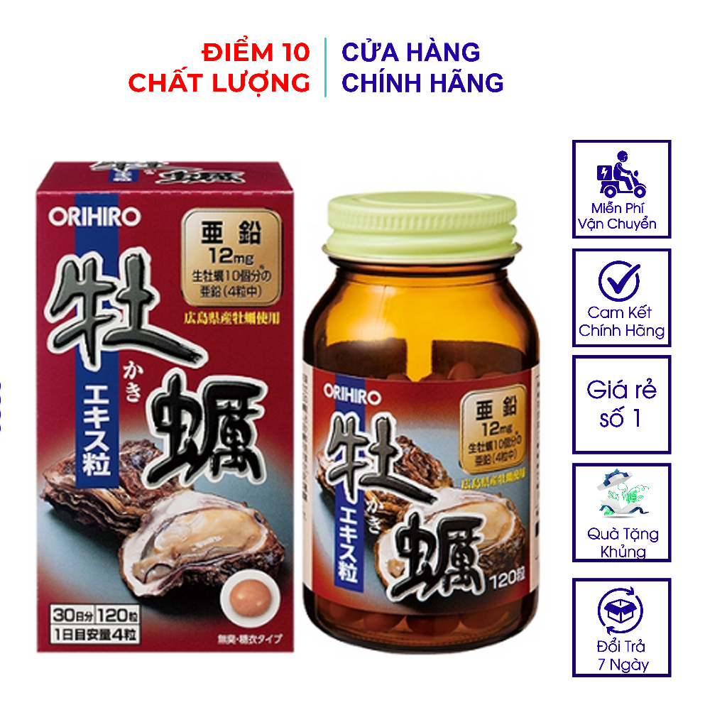 Viên Uống Hàu Tươi, Tăng Cường Sinh Lý Nam, Bổ Gan, Giải Độc Gan Orihiro Nhật Bản 120 Viên