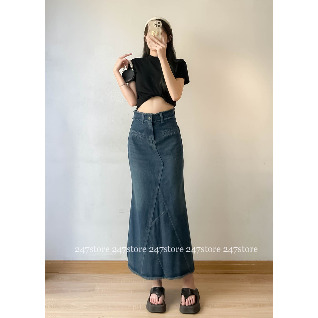 Chân váy jean đuôi cá Heppy dáng dài _CVJean2089_P0K36