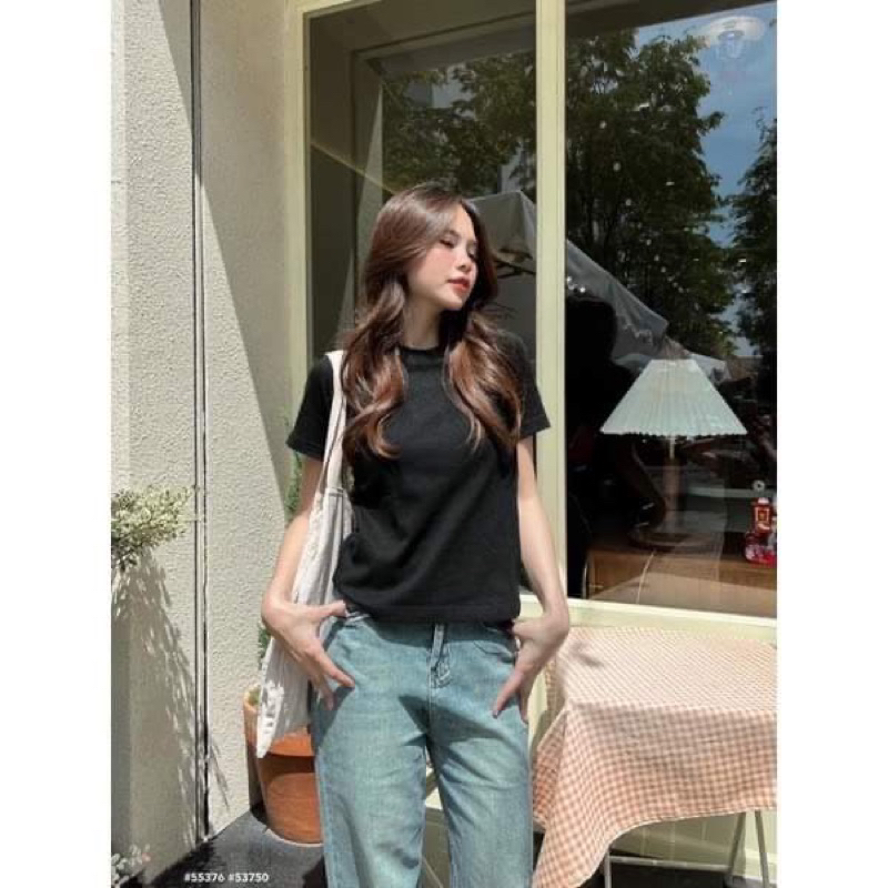 Áo Thun Tay Ngắn Baby tee trắng/đen cotton