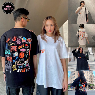 Áo Phông Uniex Nam Nữ tay lỡ - áo thun S W E nam nữ chất cotton mát siêu sale mùa hè