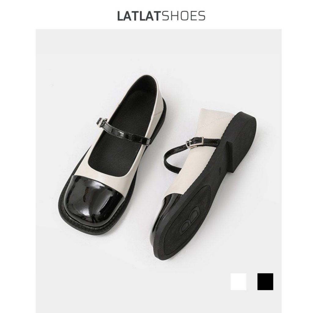 Giày lolita đế thấp phối màu siêu xinh dành cho nữ - Giày lolita da bóng quai gài