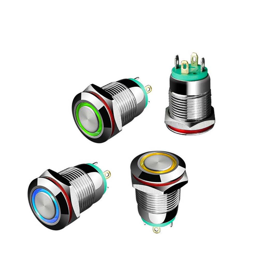 Nút nhấn công tắc 12mm INOX, Nguồn nhấn nhả 3-6V, 12-24V, 110-220V