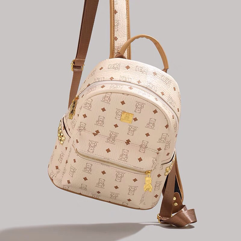 BALO THỜI TRANG NỮ MÀU BE KEM HOẠ TIẾT MONOGRAM GẤU - TEDDY BP BEIGE