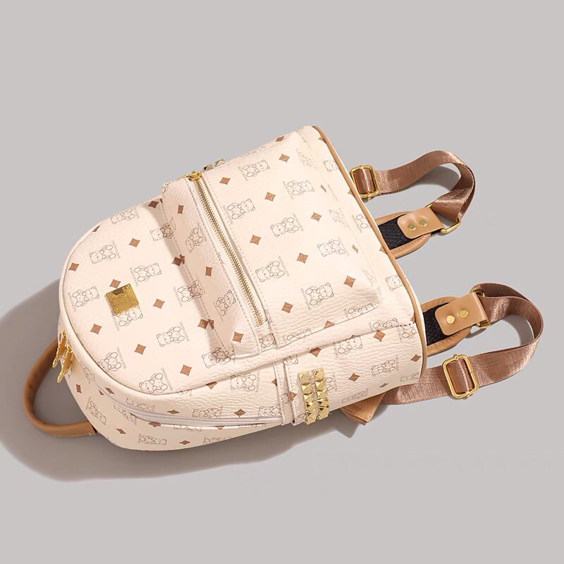 BALO THỜI TRANG NỮ MÀU BE KEM HOẠ TIẾT MONOGRAM GẤU - TEDDY BP BEIGE