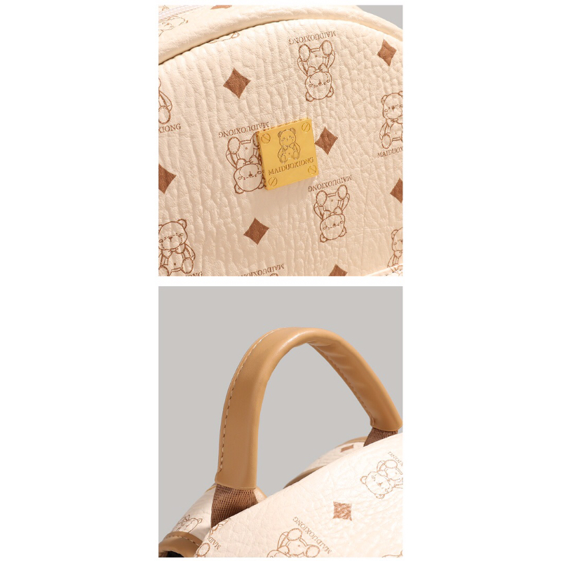 BALO THỜI TRANG NỮ MÀU BE KEM HOẠ TIẾT MONOGRAM GẤU - TEDDY BP BEIGE