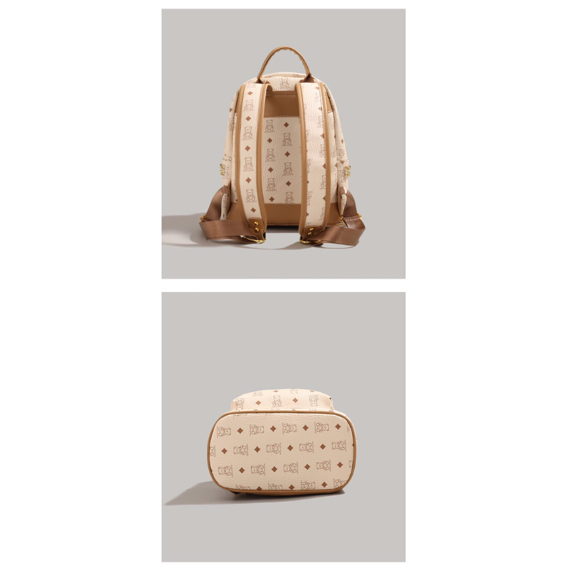 BALO THỜI TRANG NỮ MÀU BE KEM HOẠ TIẾT MONOGRAM GẤU - TEDDY BP BEIGE