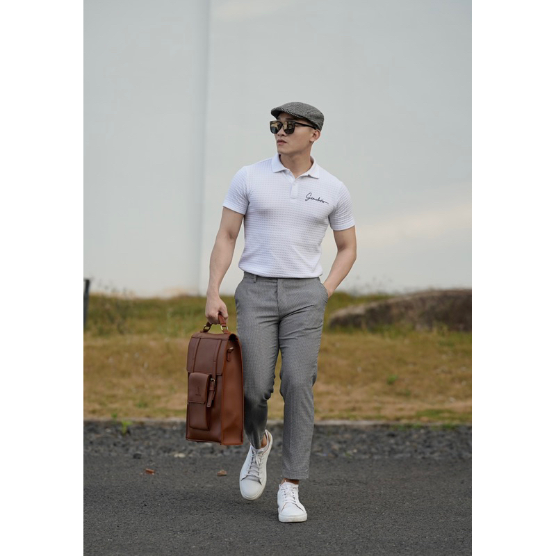 Túi da KHÔISTORE | Parallel_ Balo đeo chéo đa năng_Túi thiết kế_Hàng thủ công_Túi laptop_Du lịch_Công sở_Màu nâu