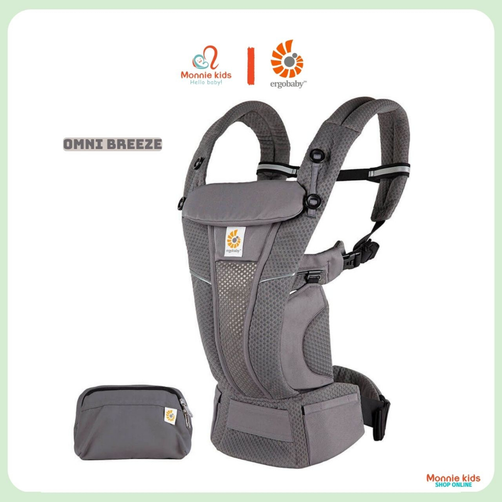 Địu trợ lực cho bé Ergobaby Omni Breeze 4 tư thế, đai địu em bé sơ sinh - Monnie Kids