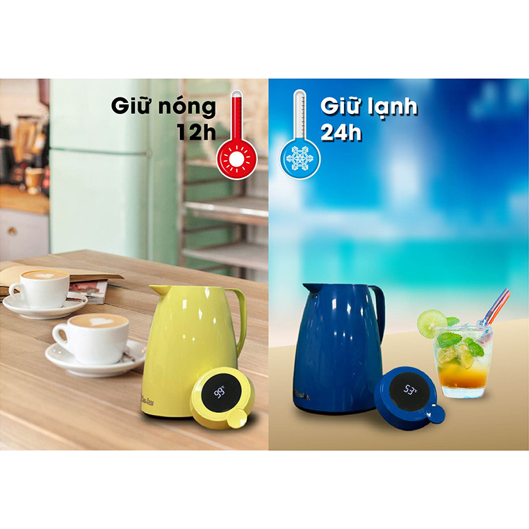 Phích đựng nước nóng 1,5 lít Rạng Đông cao cấp RD 1542 N4.E Nắp hiển thị nhiệt độ