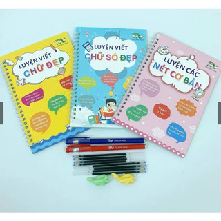 Set 3 quyển vở tập tô luyện viết số chữ nét đẹp tự xóa cho bé hàng chuẩn loại 1