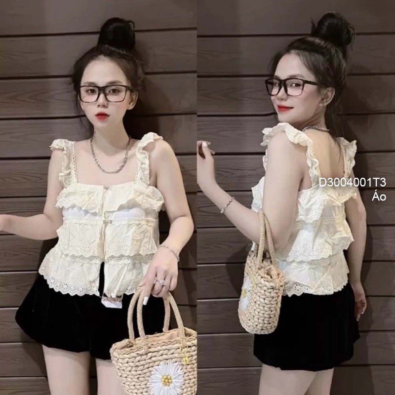 Áo ren croptop tầng phối tay cánh tiên sang trọng VIENS STORE