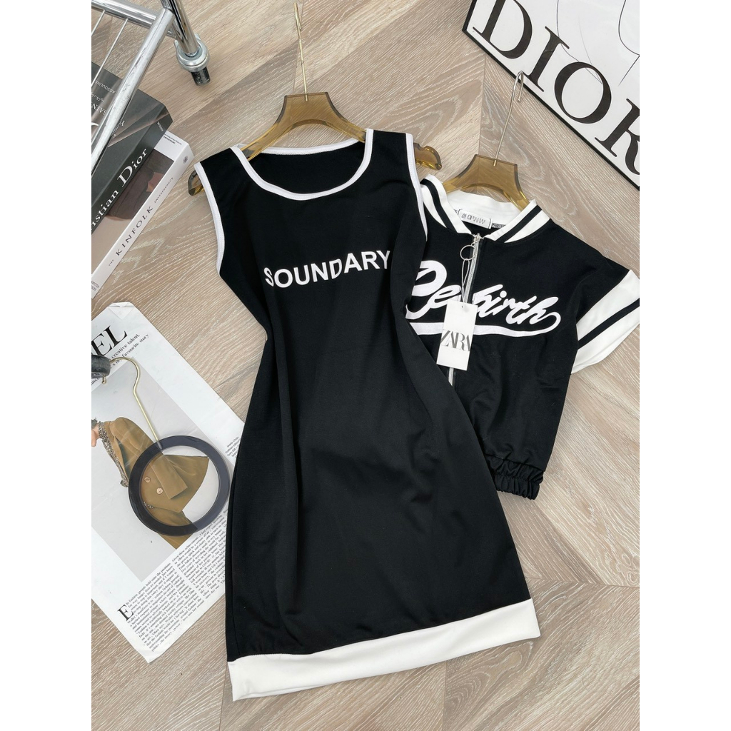 Set Bộ Váy Body  BOUND Chữ Kèm Áo Khoác Ngắn