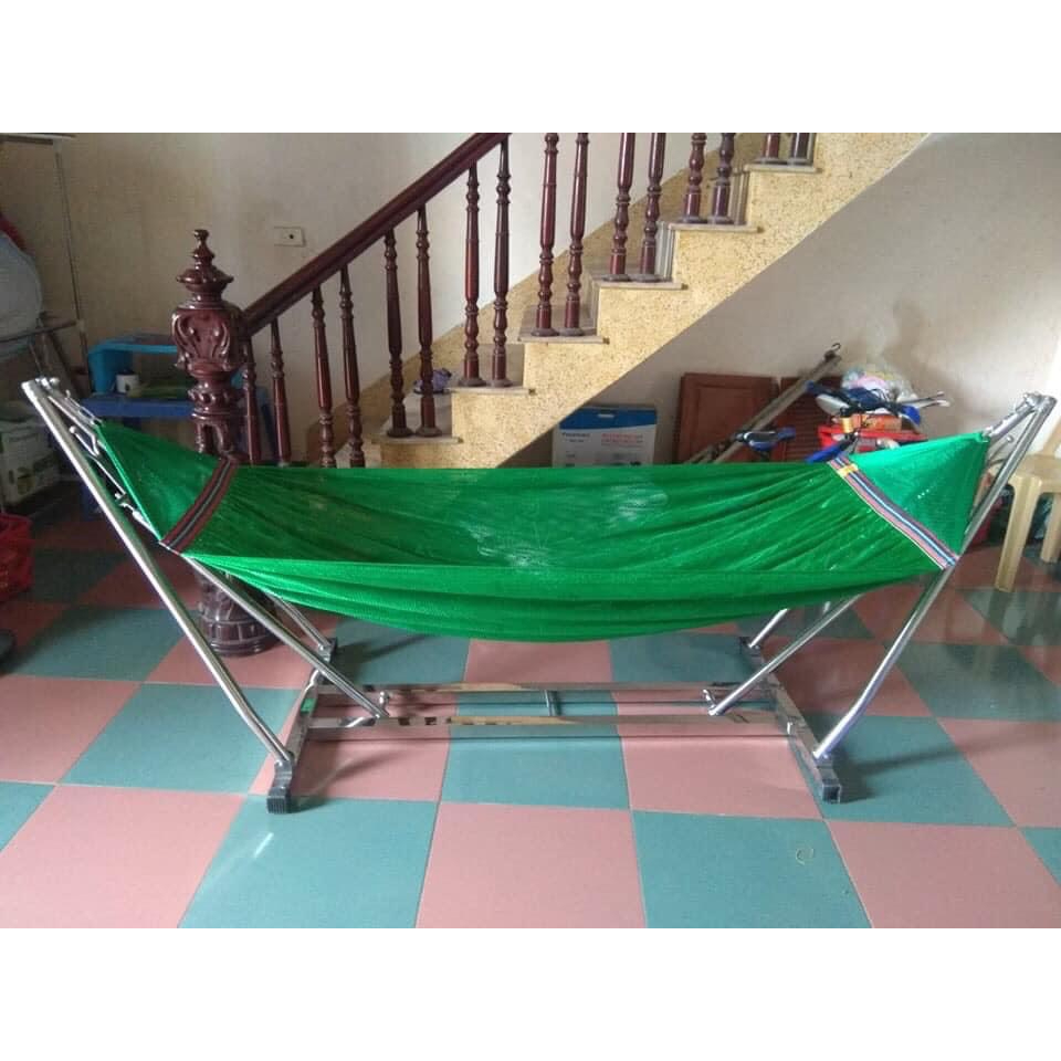 Võng xếp VINH HẠNH cao cấp khung inox Tiến Đạt chính hãng khung vuông phi 40,chịu tải trọng lên đến 250 kí