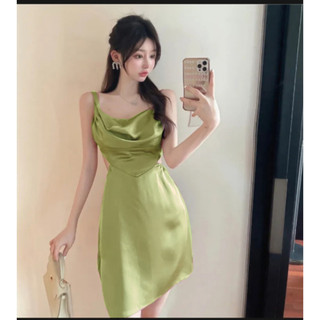 VÁY LỤA KHOÉT EO ĐAN CHÉO DÂY HỞ LƯNG SEXY QC