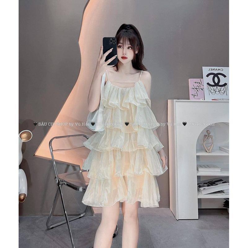 Đầm Tầng Hai Dây Xếp Li Bèo Siêu Xinh Mã KN026