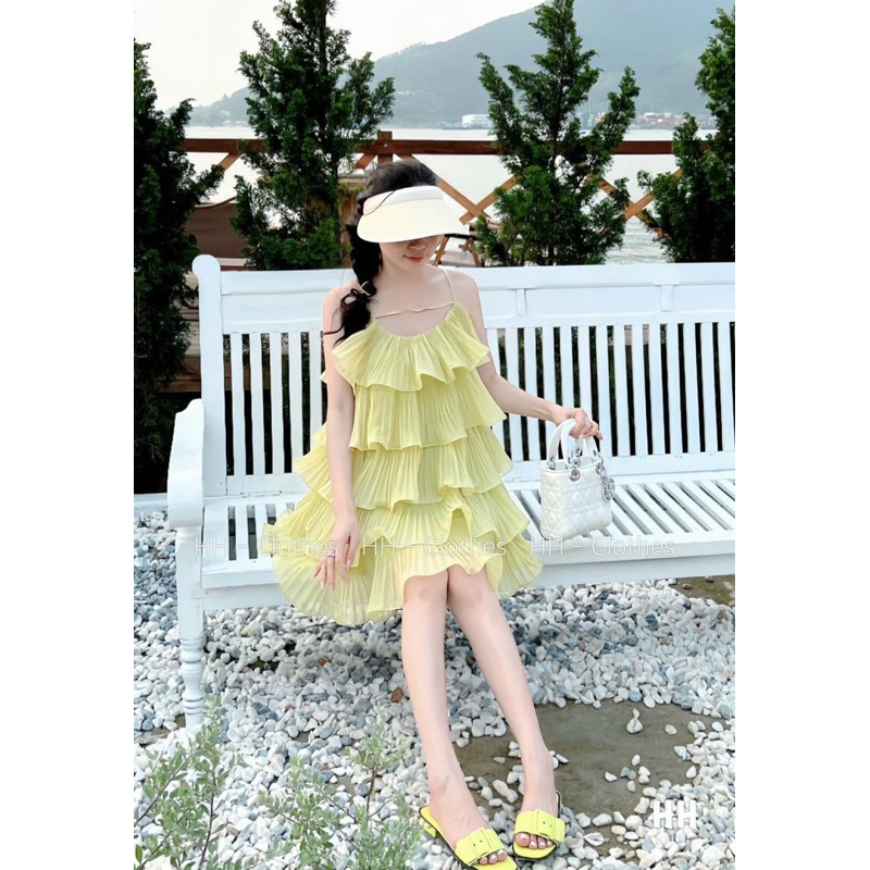 Đầm Tầng Hai Dây Xếp Li Bèo Siêu Xinh Mã KN026