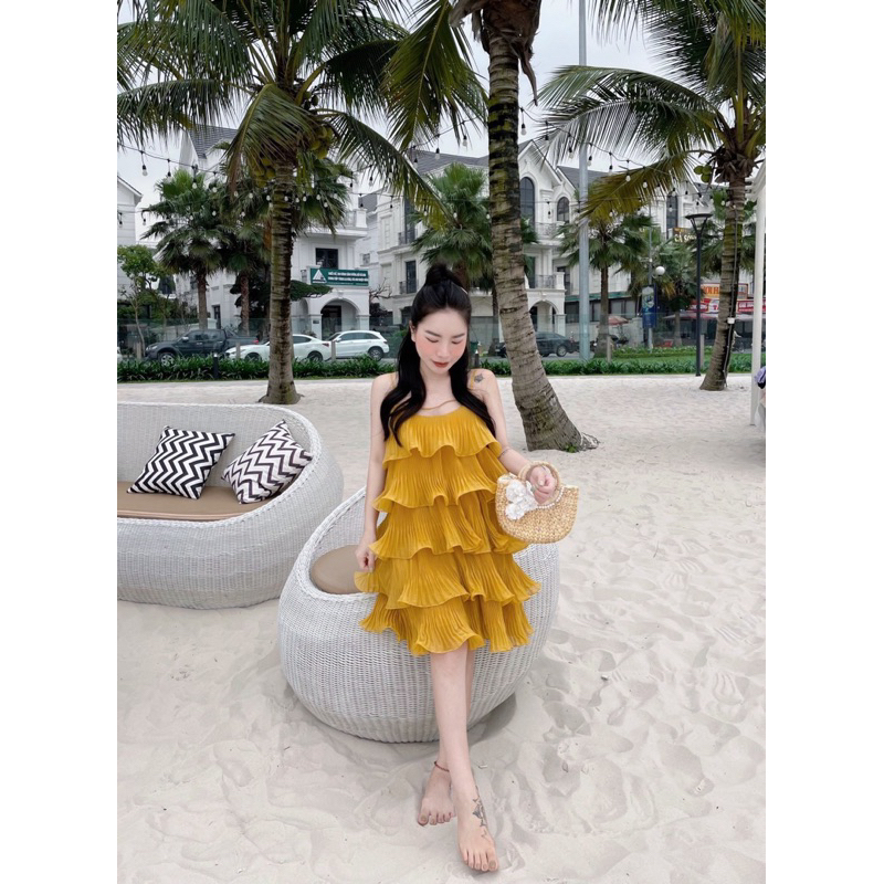 Đầm Tầng Hai Dây Xếp Li Bèo Siêu Xinh Mã KN026