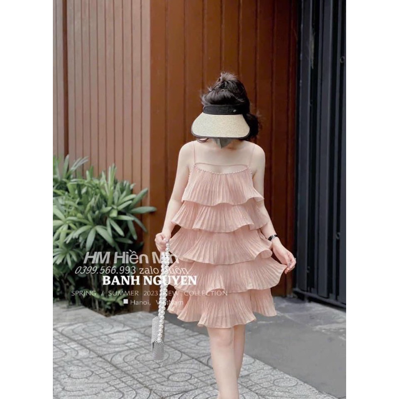 Đầm Tầng Hai Dây Xếp Li Bèo Siêu Xinh Mã KN026