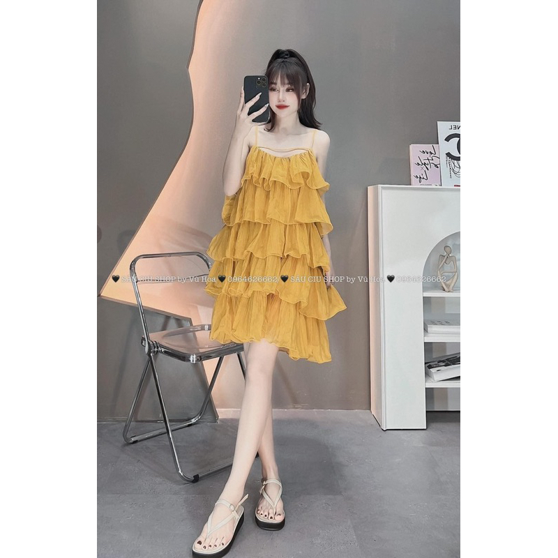 Đầm Tầng Hai Dây Xếp Li Bèo Siêu Xinh Mã KN026