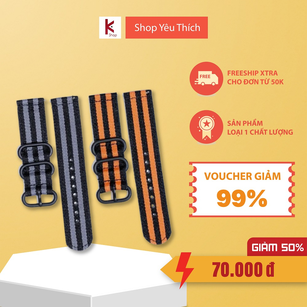 Dây Đeo Đồng Hồ Vải Dù Nato Sọc Cá Tính - Dây Đồng Hồ Size 18mm 20mm 22mm 24mm