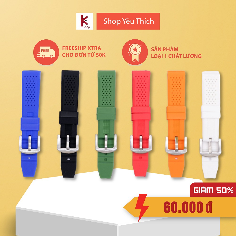 Dây đồng hồ cao su dẻo nhiều màu - 16mm 18mm 20mm 22mm 24mm