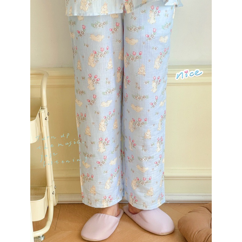𝐚𝐬𝐡𝐞𝐱𝐢𝐧𝐜𝐡𝐚𝐨:  pyjama, bộ mặc nhà cổ tròn hoạ tiết nông trại thỏ cutie thô cotton
