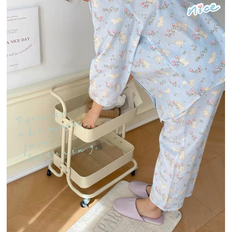 𝐚𝐬𝐡𝐞𝐱𝐢𝐧𝐜𝐡𝐚𝐨:  pyjama, bộ mặc nhà cổ tròn hoạ tiết nông trại thỏ cutie thô cotton