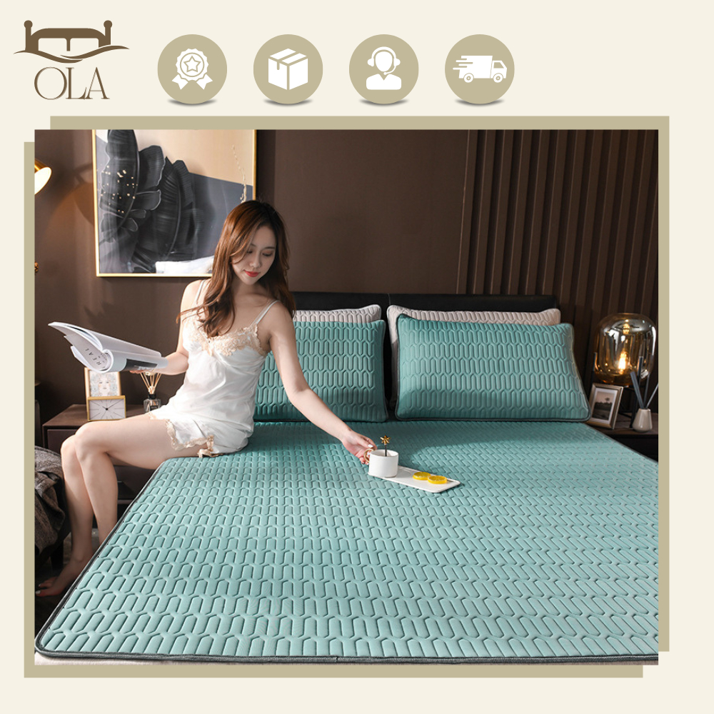 Chiếu Điều Hòa Cao Su Non, Chiếu Tencel Latex Hàng Loại 1 Size 1m6/1m8/2m2 (Tặng Kèm 2 Vỏ Gối)