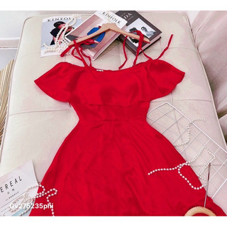 gv15-💃đầm maxi phi đỏ rớt vai