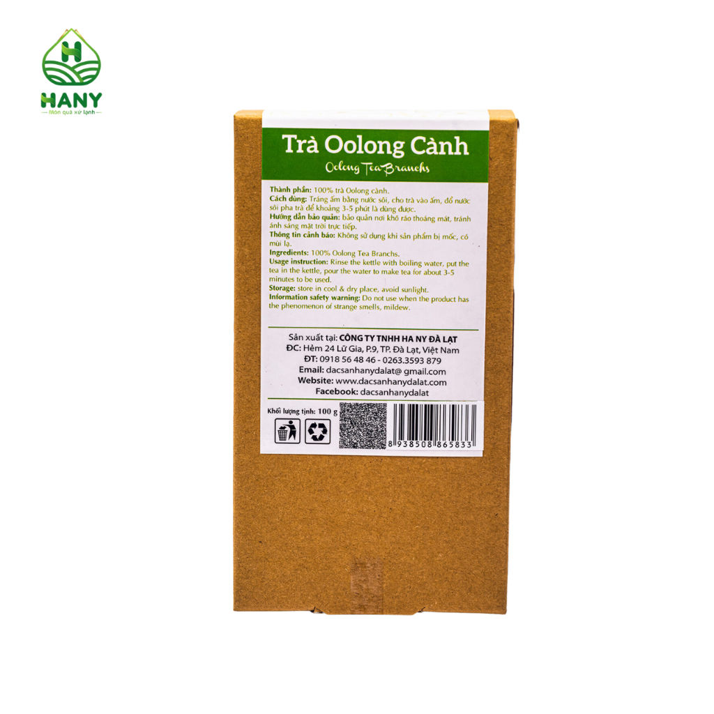 Trà Oolong Cành HANY Đặc Sản Đà Lạt Điều Hoà Huyết Áp, Giảm Căng Thẳng Hộp 100g