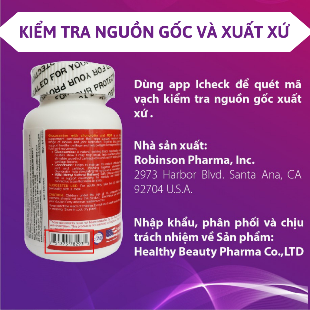 Viên Uống Glucosamine 3in1 [Chai 60-200 Viên] Giảm Triệu Chứng Đau Của Bệnh V!êm Khớp, Thoái Hóa Khớp, Cột Sống