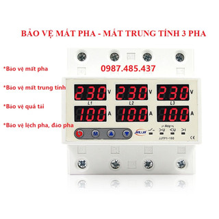 Bảo vệ điện áp 3 pha 100A, bảo vệ mất pha, mất trung tính, quá tải lệch pha 380V