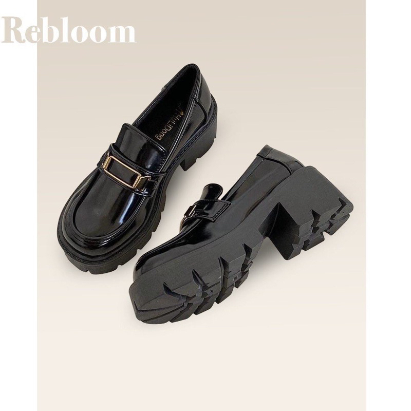 LOAFER đế răng cưa cao 6cm - khuy ngang da bóng siêu siêu đẹp dành cho nữ