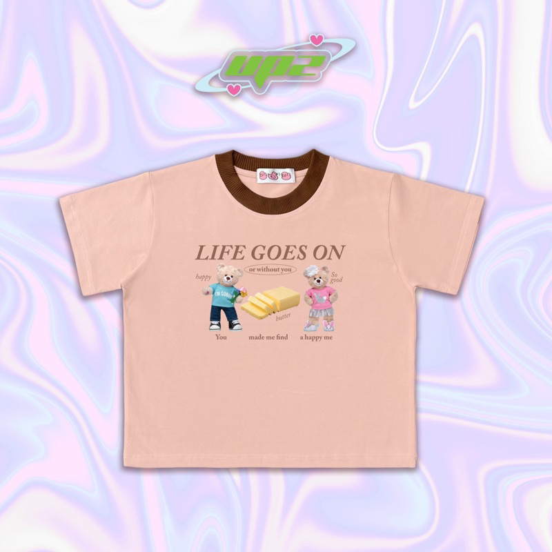 UPZ Áo Thun Cotton Baby Tee Tay Ngắn In Hoạ Tiết Slow Dance/ Life Goes On (2 Màu)