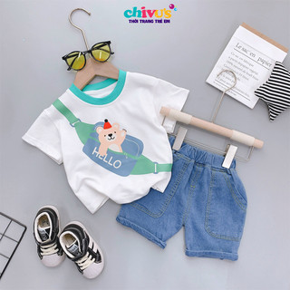 Bộ quần áo cộc tay cho bé trai chất thông hơi mềm mịn, quần áo trẻ em chivu's kid mùa hè ngắn tay
