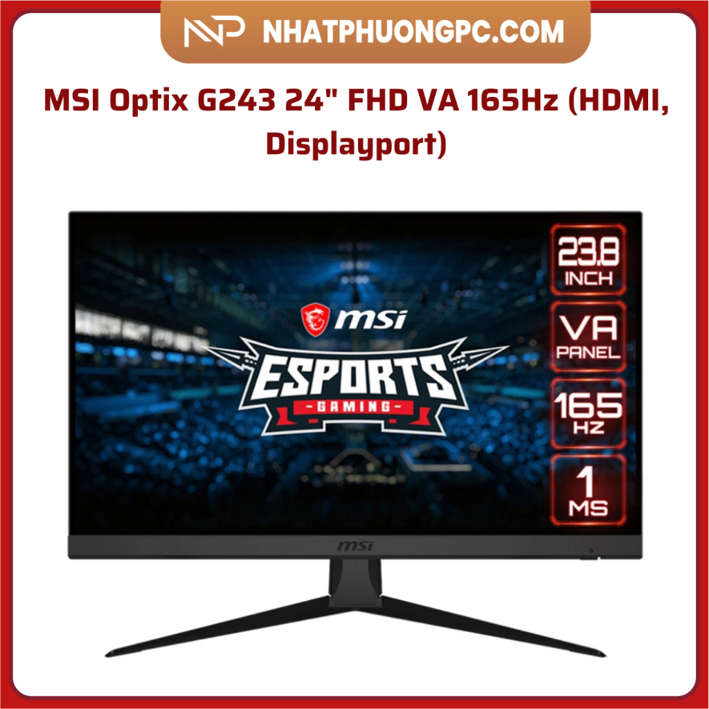 Màn hình Gaming MSI Optix G243 24" FHD VA 165Hz (HDMI, Displayport)