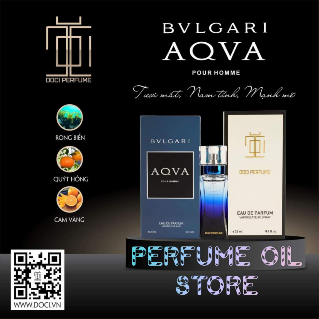 Nước Hoa AQUA POUR HOMME 25ml - DOCI PERFUME , Tươi Mát , Nam Tính , Mạnh Mẽ , Dạng Xịt Phun Sương , Nước Hoa Chiết