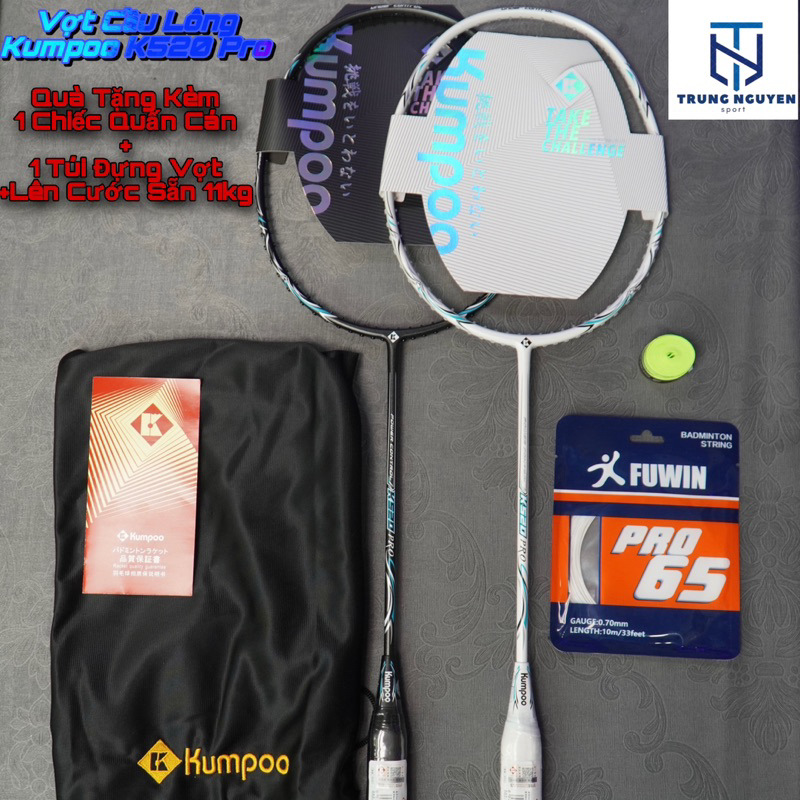 Vợt Cầu Lông Kumpo K520Pro Chính Hãng Căng Dây Sẵn 11,5kg.Tặng Kèm 1 Chiếc Quấn Cán.Tặng kèm 1 túi đựng vợt