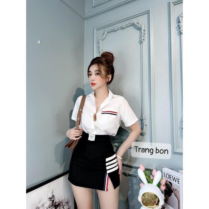 Sét áo sơ mi phối kèm váy mẫu mới nhất đang hót quá đẹp