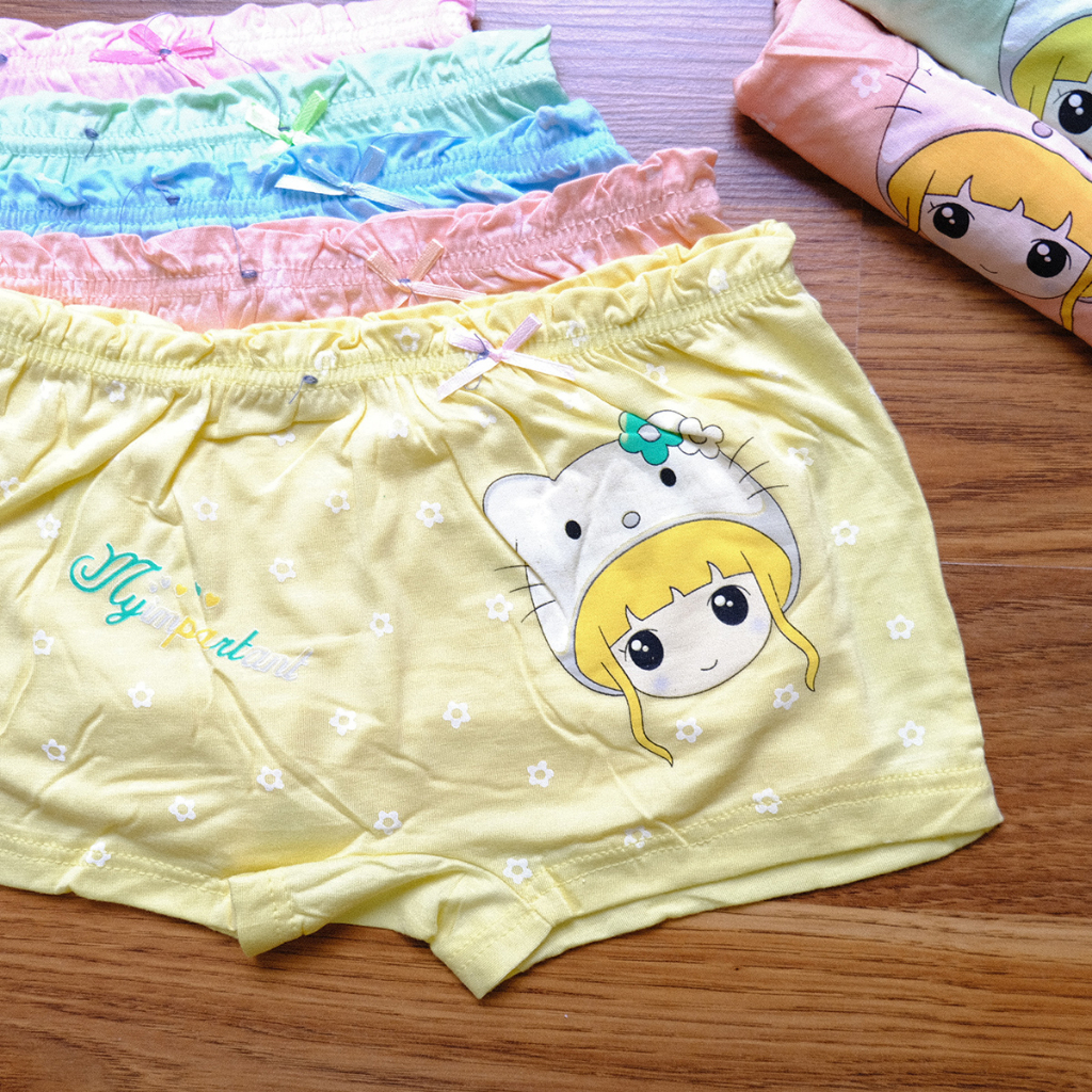 Quần Chip Đùi, Quần Lót Cho Bé Gái từ 8Kg Đến 40Kg, Chất Liệu Vải Cotton Co Giãn Kháng Khuẩn, Họa Tiết Cô Bé Tinh Nghich