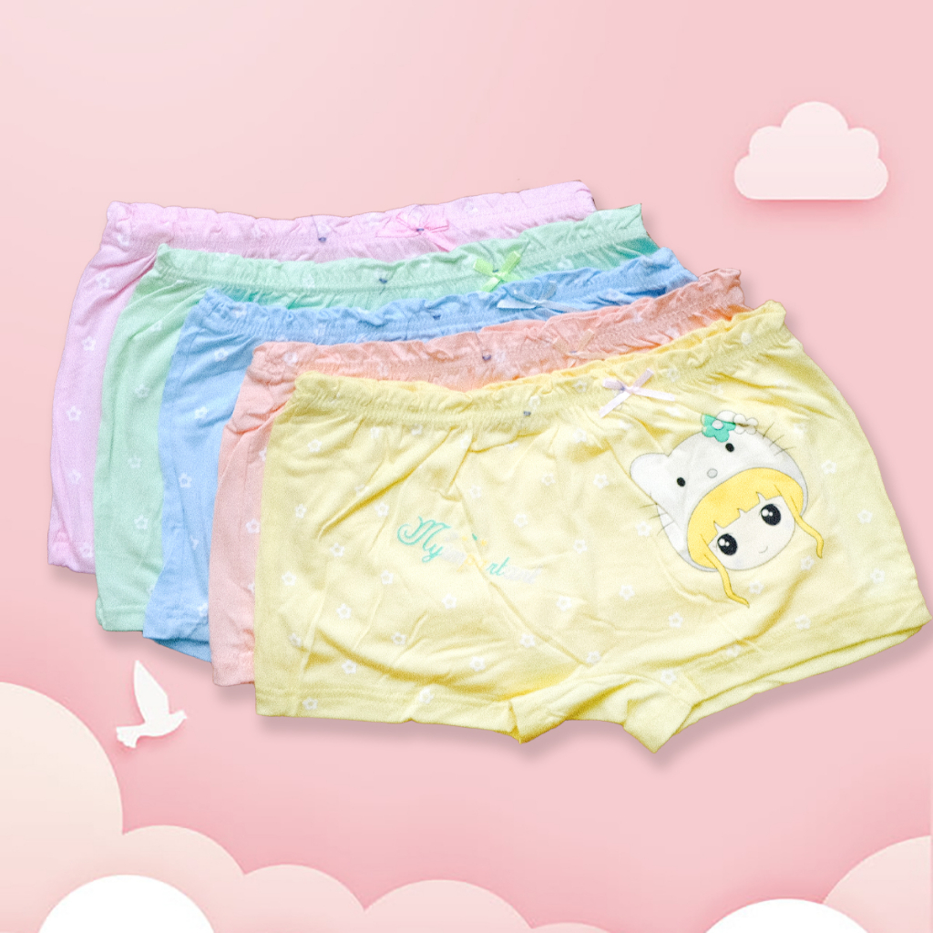 Quần Chip Đùi, Quần Lót Cho Bé Gái từ 8Kg Đến 40Kg, Chất Liệu Vải Cotton Co Giãn Kháng Khuẩn, Họa Tiết Cô Bé Tinh Nghich