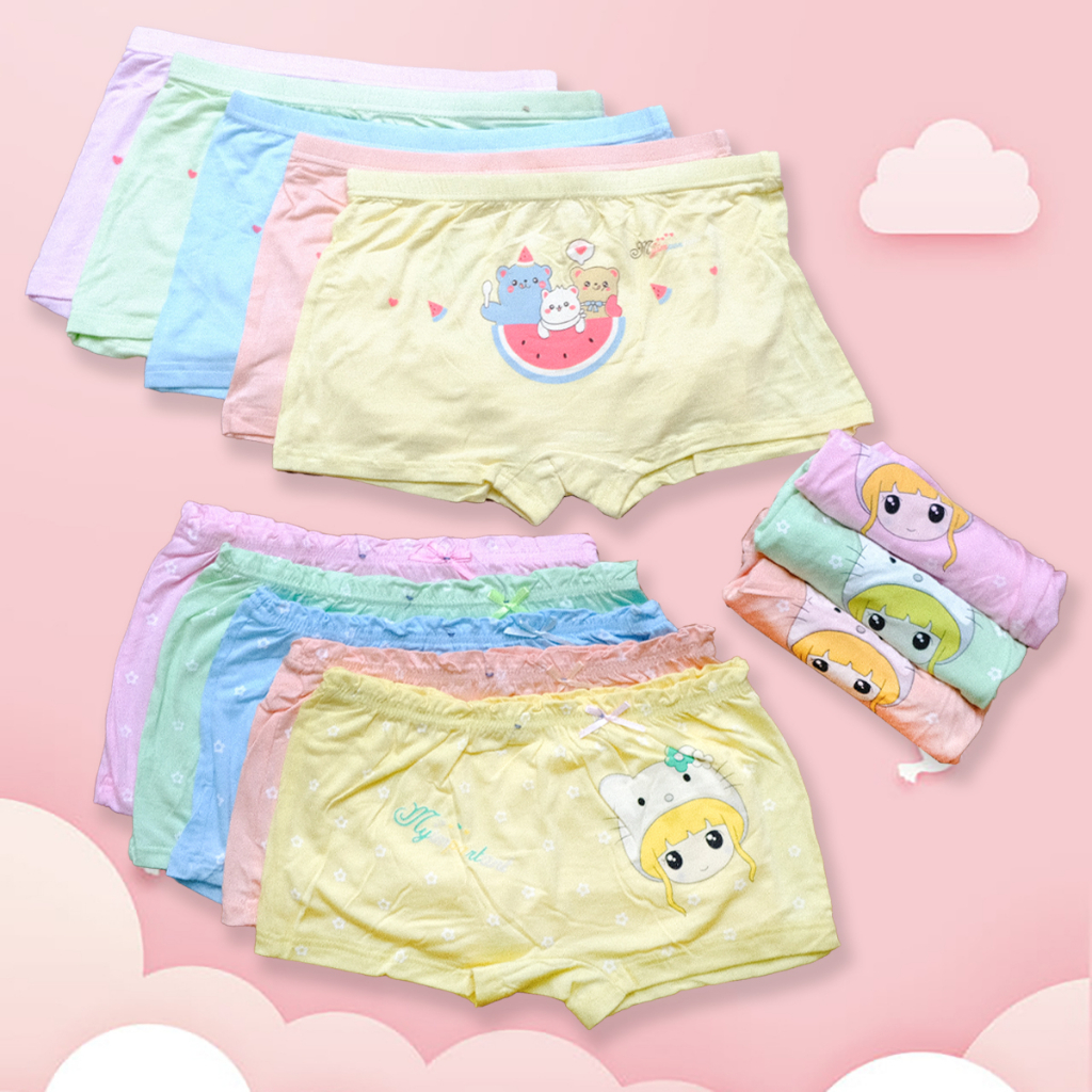 Quần Chip Đùi, Quần Lót Cho Bé Gái từ 8Kg Đến 40Kg, Chất Liệu Vải Cotton Co Giãn Kháng Khuẩn, Họa Tiết Cô Bé Tinh Nghich