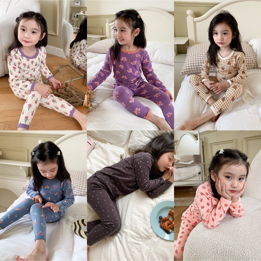 Bộ ngủ dài tay Ambb Kids cho bé gái - Quần áo thu đông DMINT mẫu mới nhất (link 4)