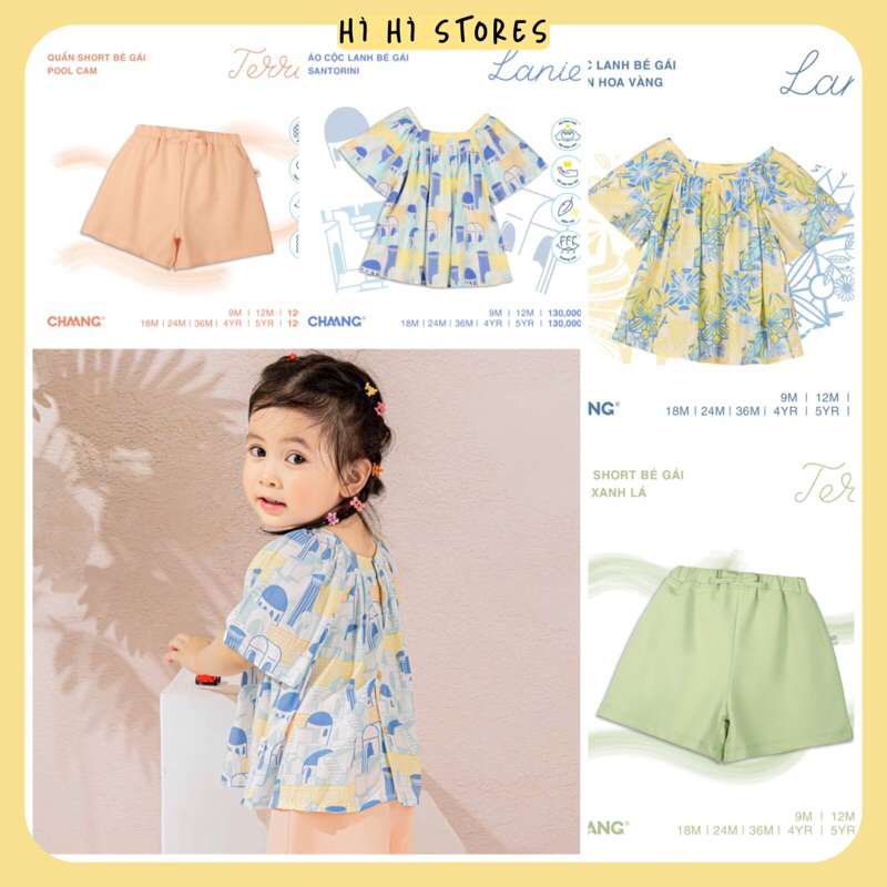 Áo cộc lanh, quần đùi cho bé gái mặc hè SS23