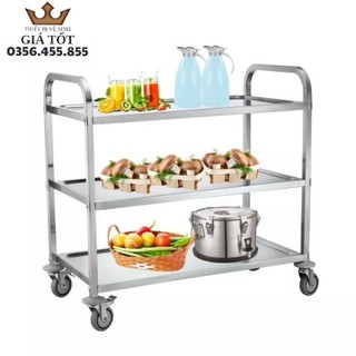 Xe đẩy inox 3 tầng dọn dẹp,dọn thức ăn nhà hàng - Hàng chất lượng chính hãng