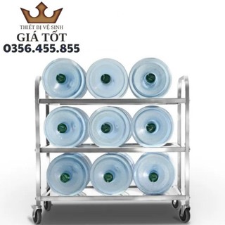 Xe đẩy inox 3 tầng dọn dẹp,dọn thức ăn nhà hàng khách sạn size 850900mm
