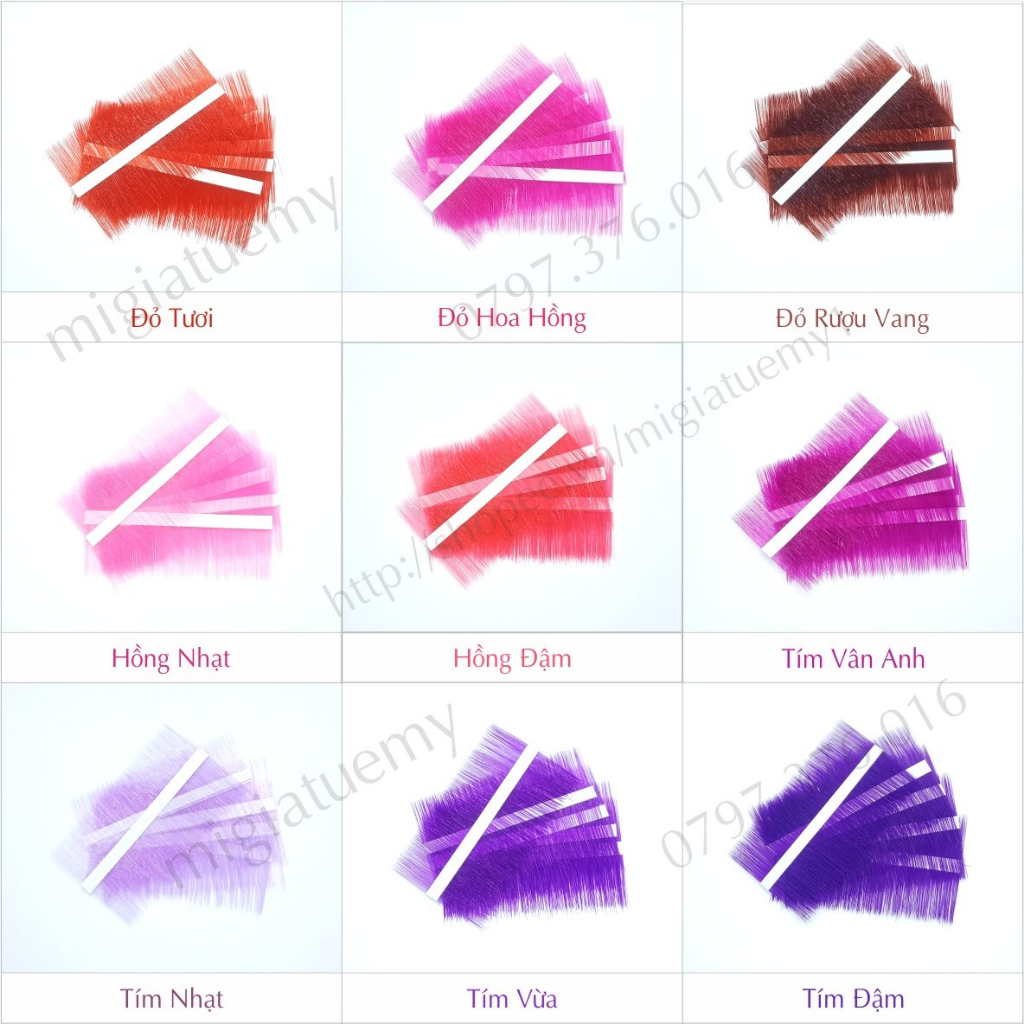 Đỏ Tươi - Mi Lụa Màu Classic 0.07 Mix Size