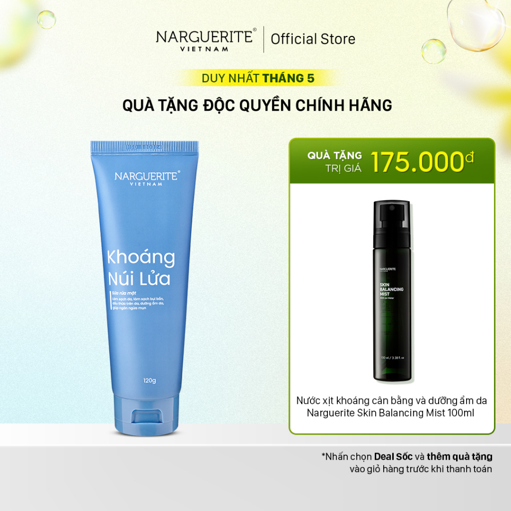 Sữa rửa mặt khoáng núi lửa Narguerite kiềm dầu ngăn ngừa mụn 120g