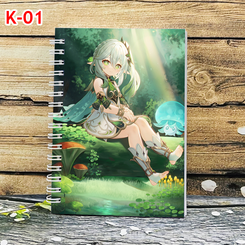 Sổ lò xo nahida pointy, sổ gáy xoắn nahida pointy - Genshin Impact (200 trang, nhiều mẫu)